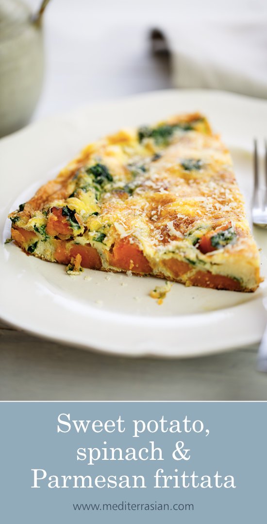 Sweet potato, spinach and Parmesan frittata