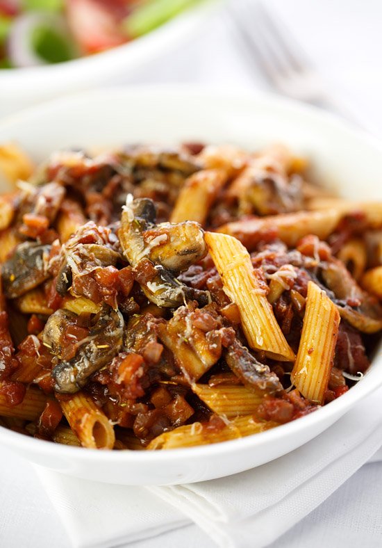 Mushroom ragu with penne