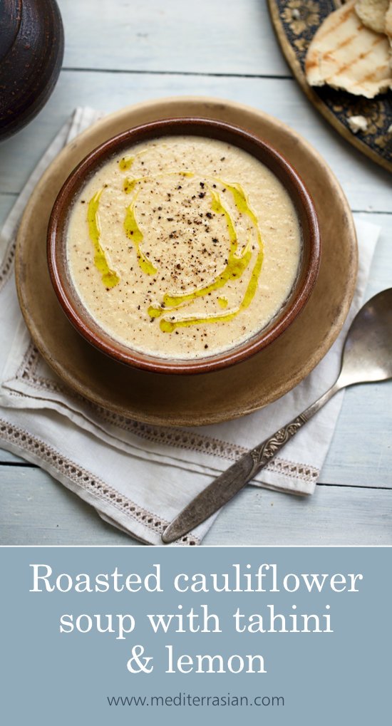 Roasted cauliflower soup with tahini and lemon Roasted cauliflower soup with tahini and lemon