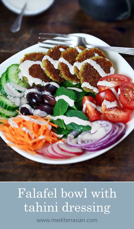 Falafel bowl with tahini dressing