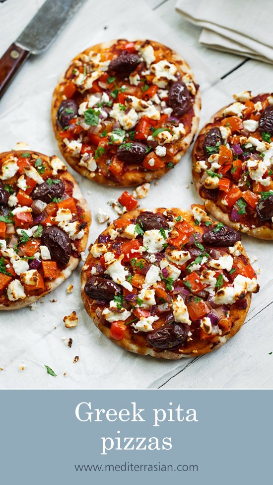 Greek pita pizzas Greek pita pizzas