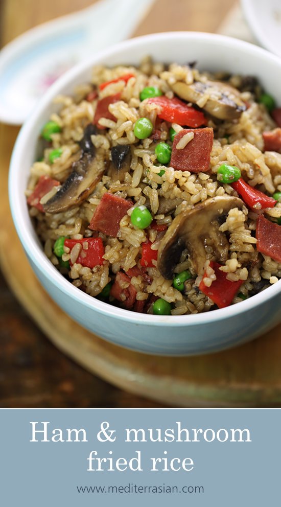 Ham and mushroom fried rice Ham and mushroom fried rice