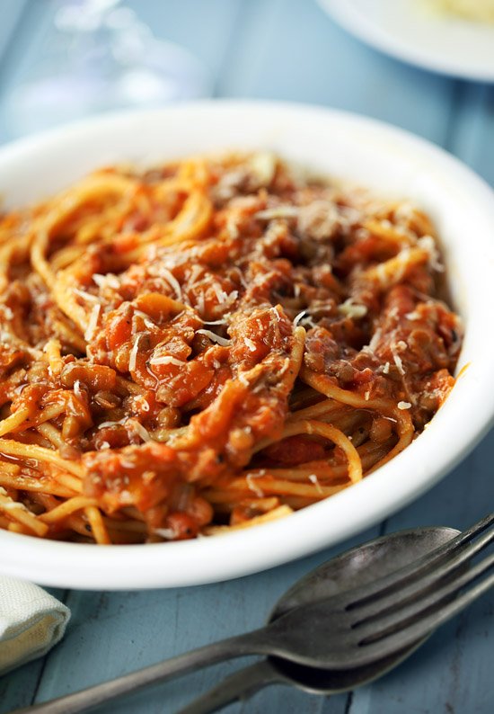 Lentil and tuna Bolognese