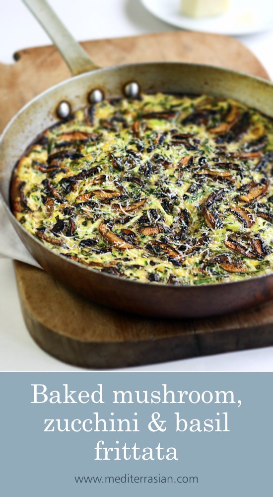 Baked mushroom, zucchini and basil frittata Baked mushroom, zucchini and basil frittata