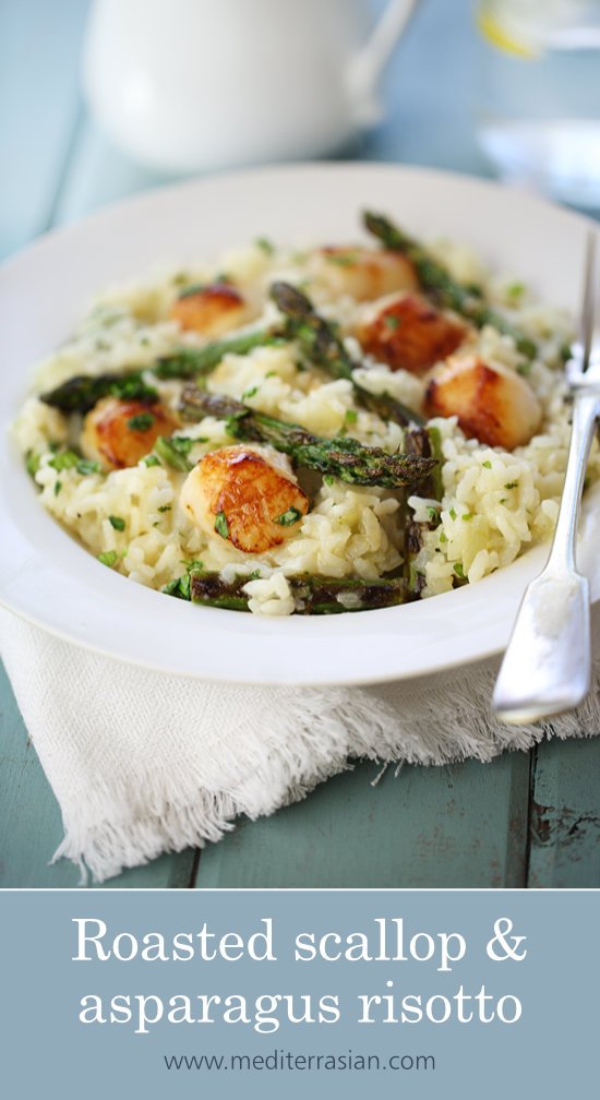 Roasted scallop and asparagus risotto