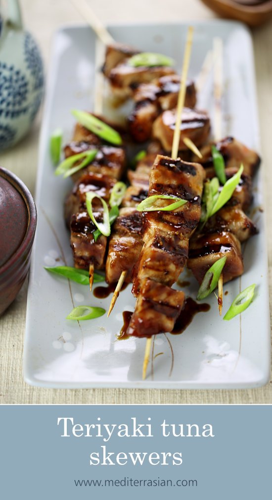 Teriyaki tuna skewers