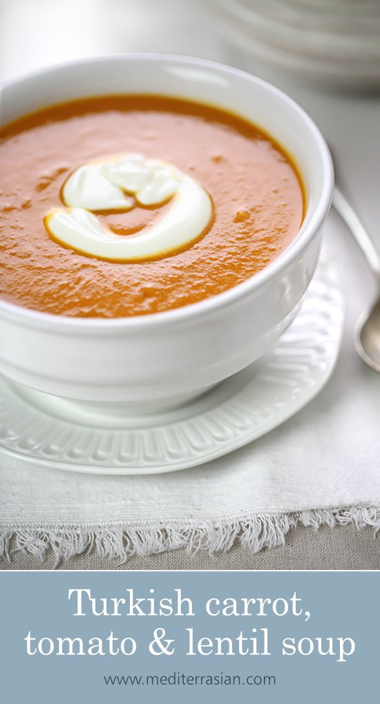 Turkish carrot, tomato and lentil soup